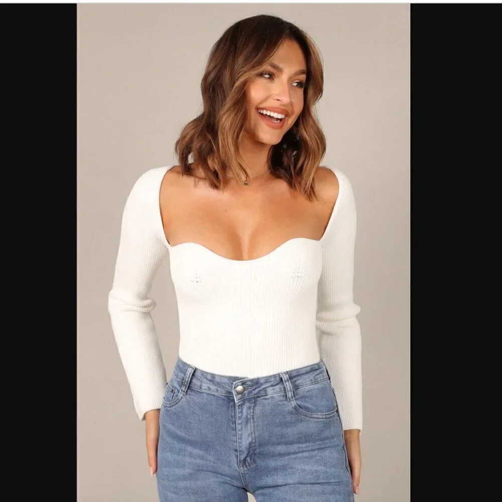 Petal & Pup Aquerelle White Stretch Knit Sweater 12 - Picture 8 of 16